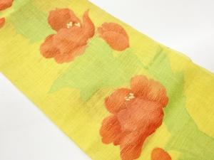 紗紬薔薇模様織出し名古屋帯